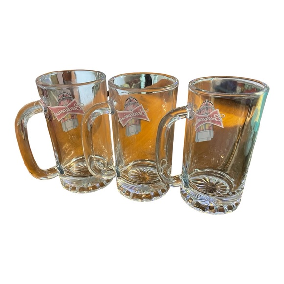 Set 3 Vintage Budweiser Beer Mugs Classic Retro Glassware for the Perfect Pour - Picture 2 of 5